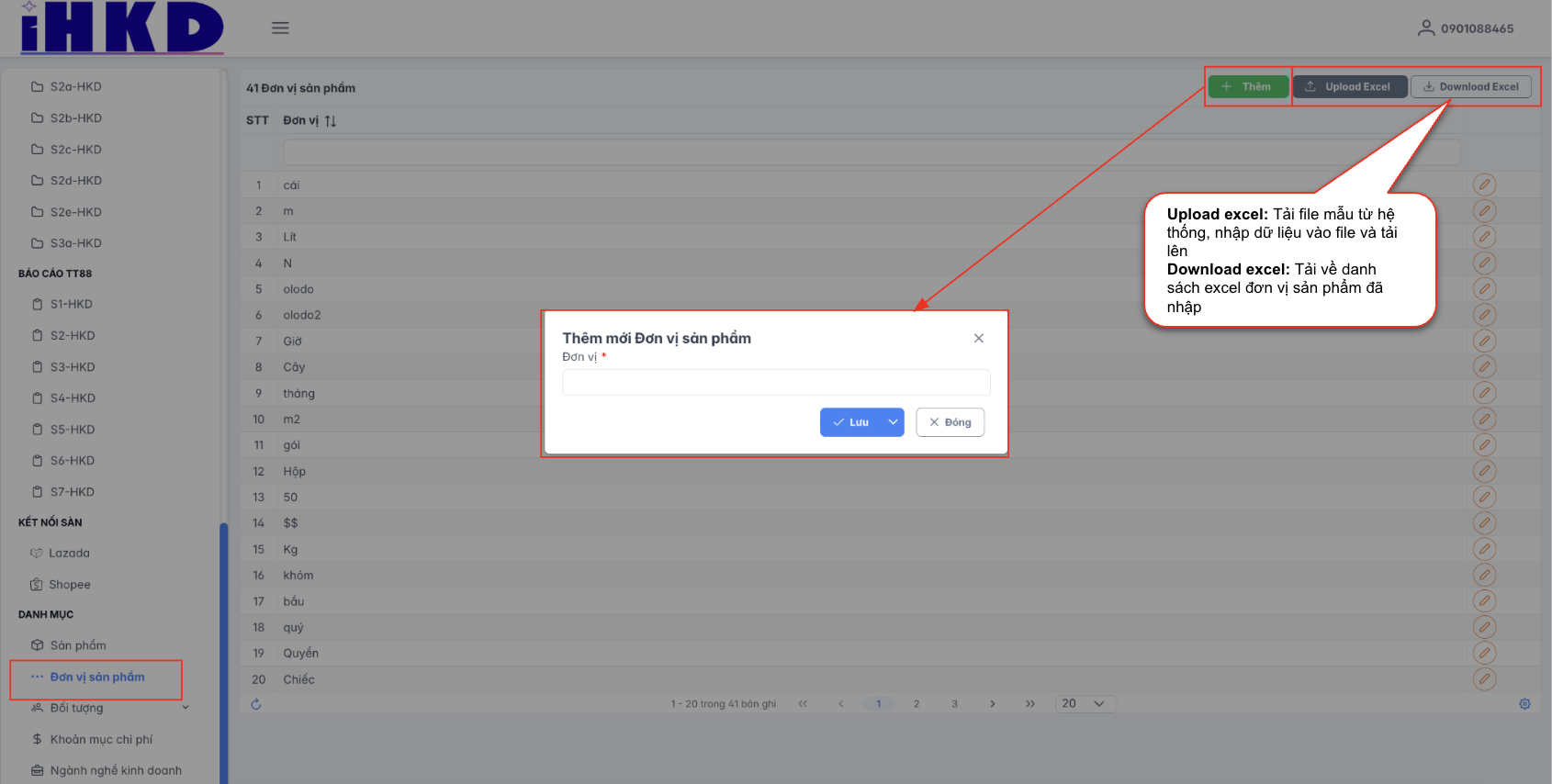 Màn hình tạo mới đơn vị sản phẩm
