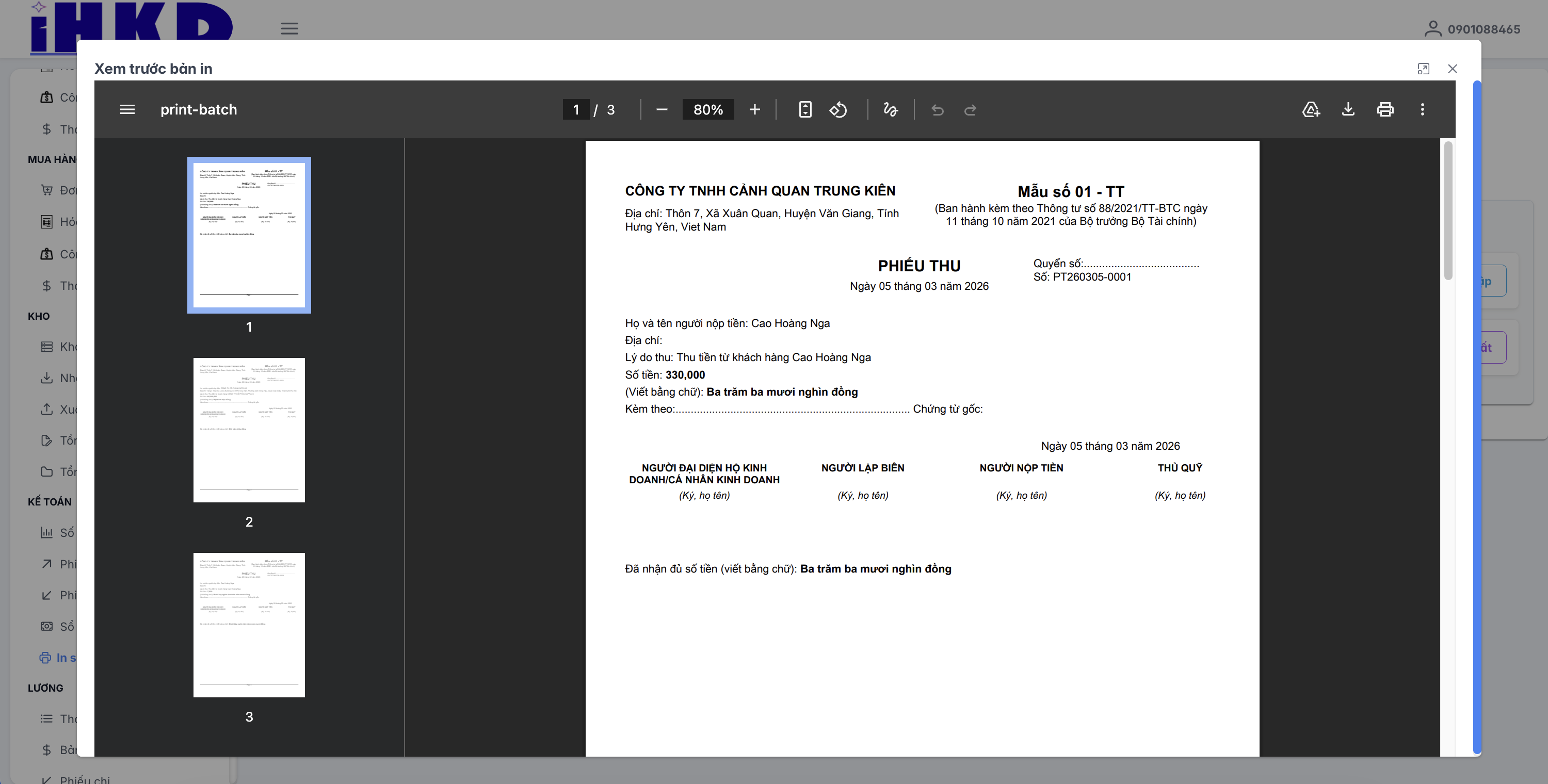 Màn hình xem trước bản in