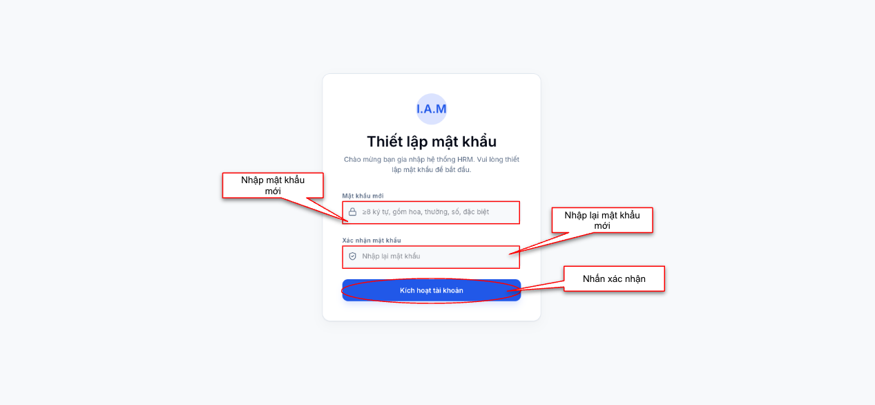 Màn hình thao tác đổi mật khẩu