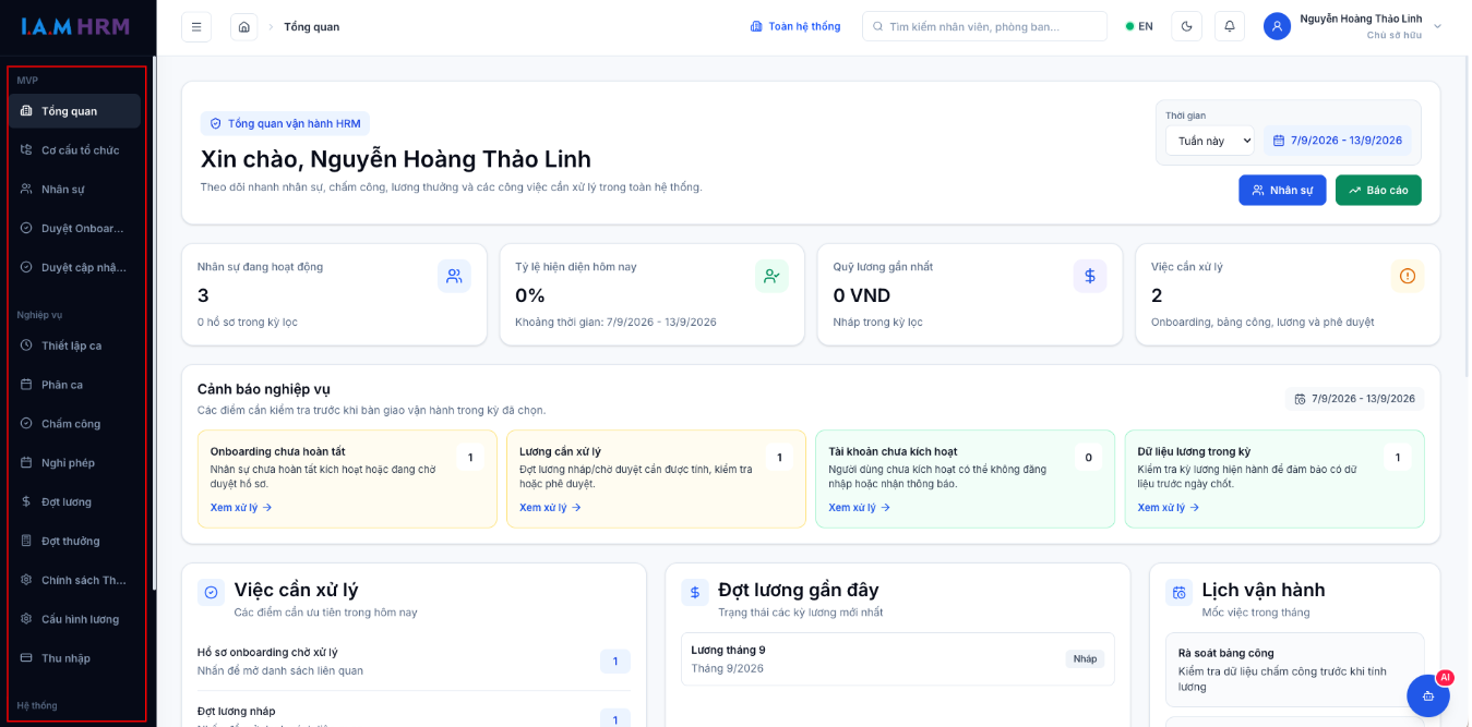 Màn hình thao tác trên thanh Sidebar
