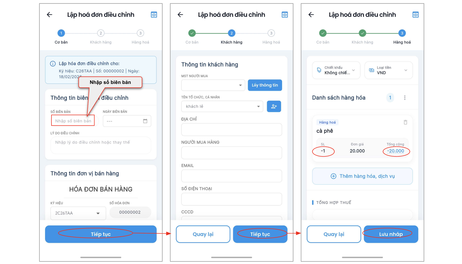 Màn hình thao tác lập hoá đơn điều chỉnh giảm toàn bộ
