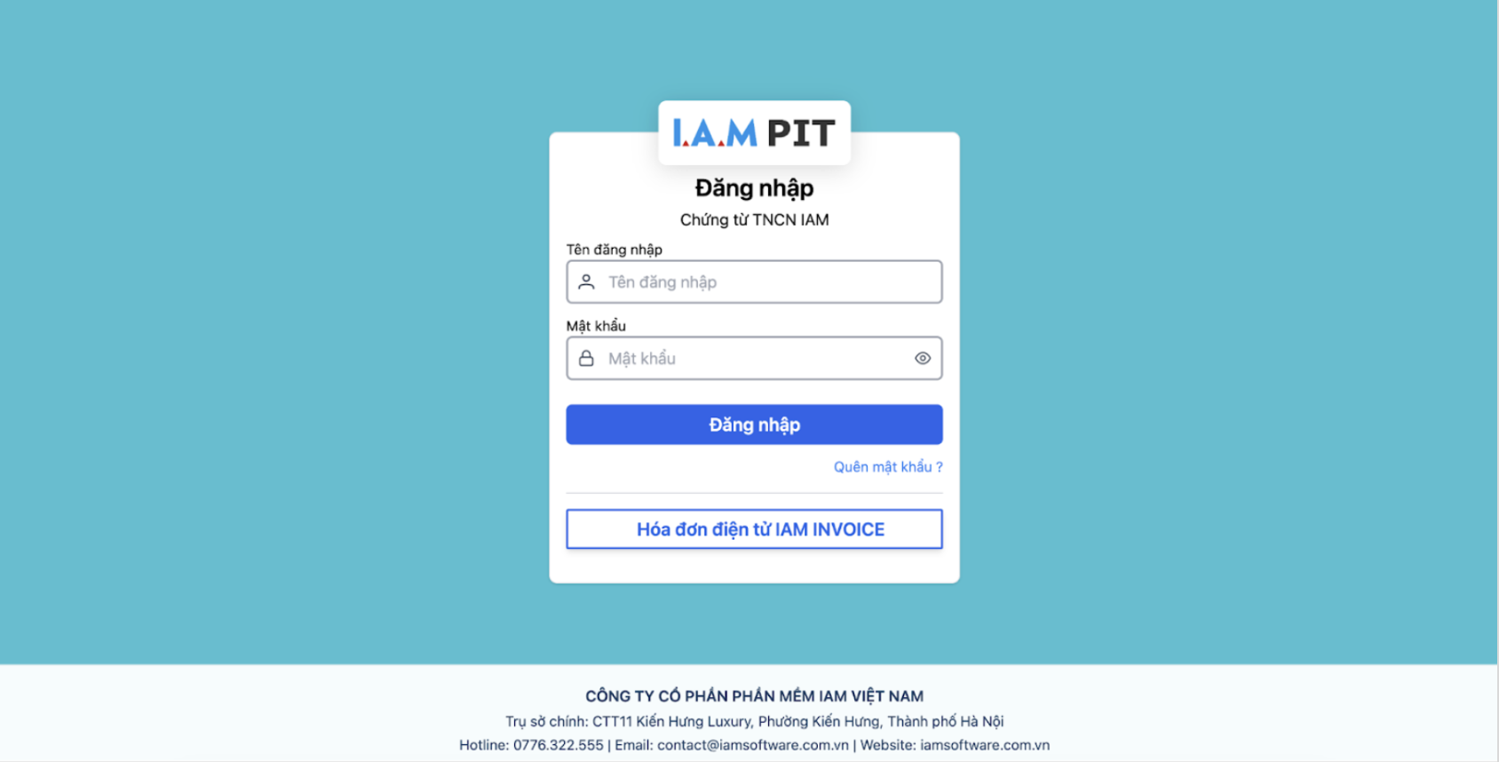 Màn hình đăng nhập chứng từ TNCN IAM