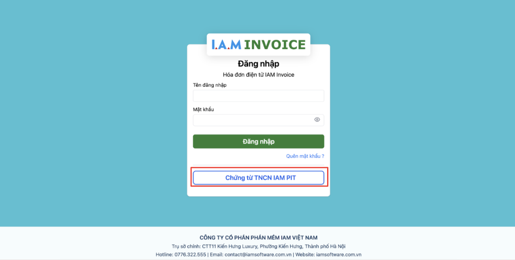 Màn hình đăng nhập HĐ IAM