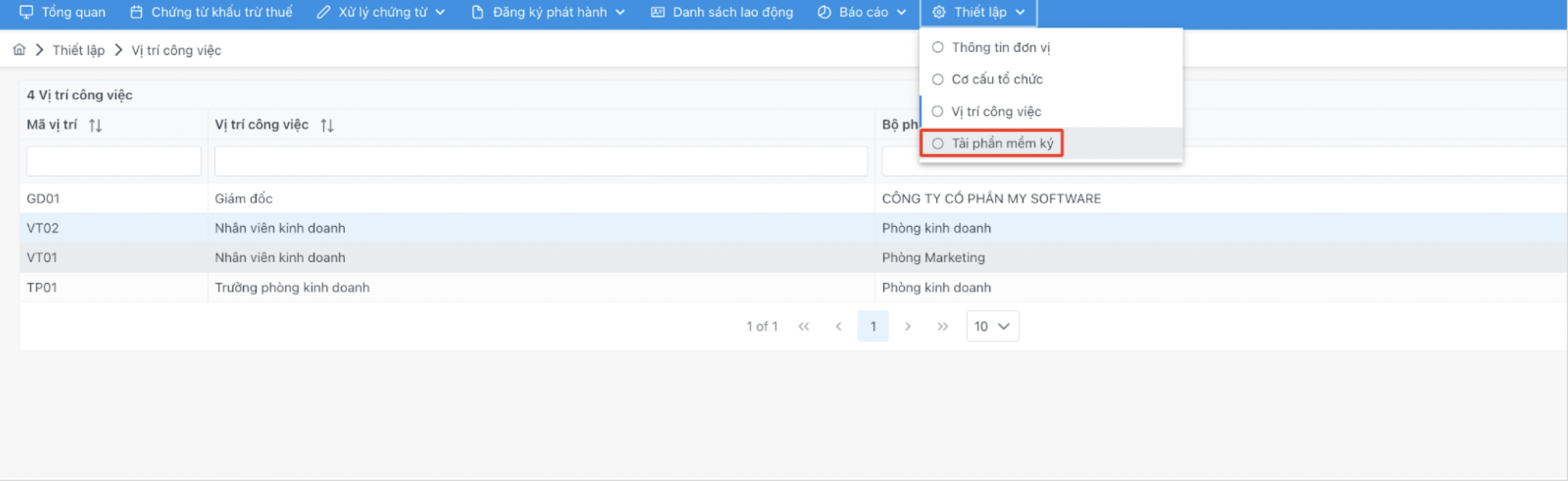 Màn hình thao tác tải phần mềm ký