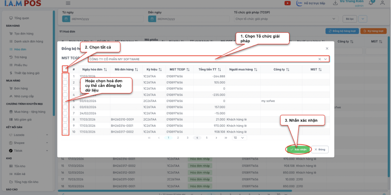 Màn hình thao tác đồng bộ hàng loạt