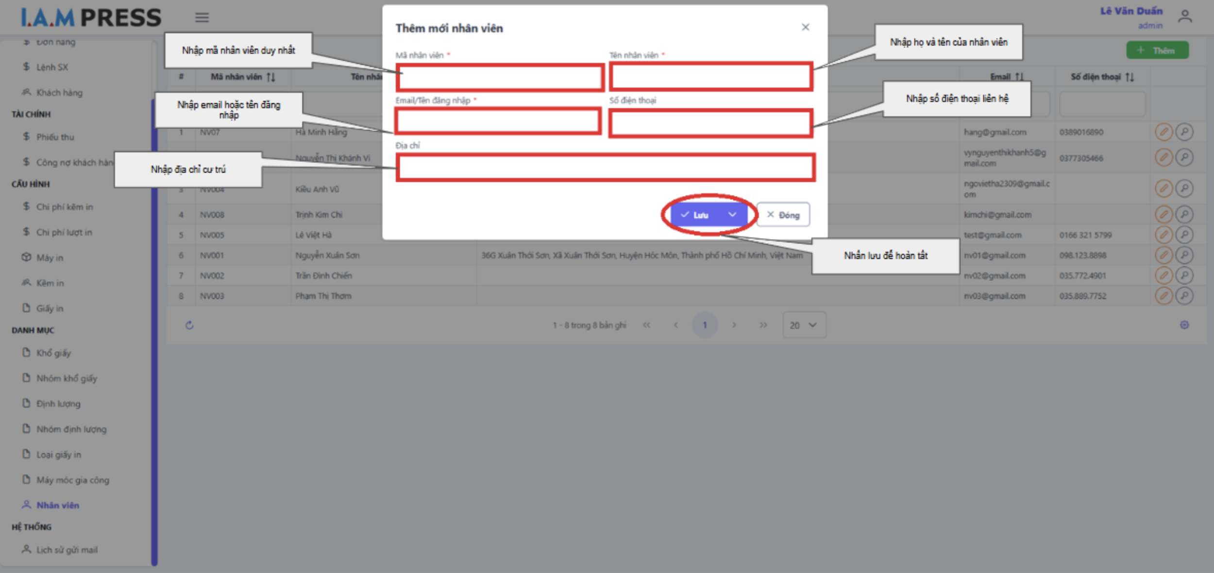 Thêm mới nhân viên