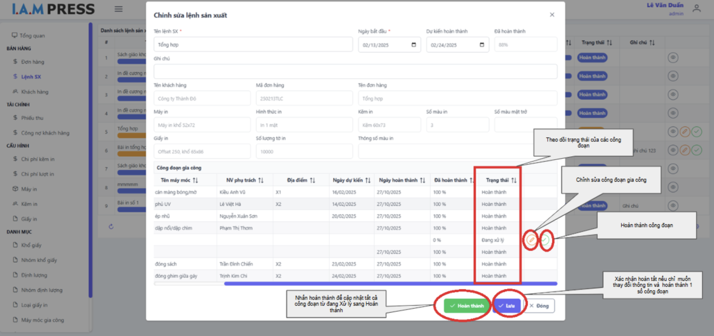Chỉnh sửa lệnh sản xuất