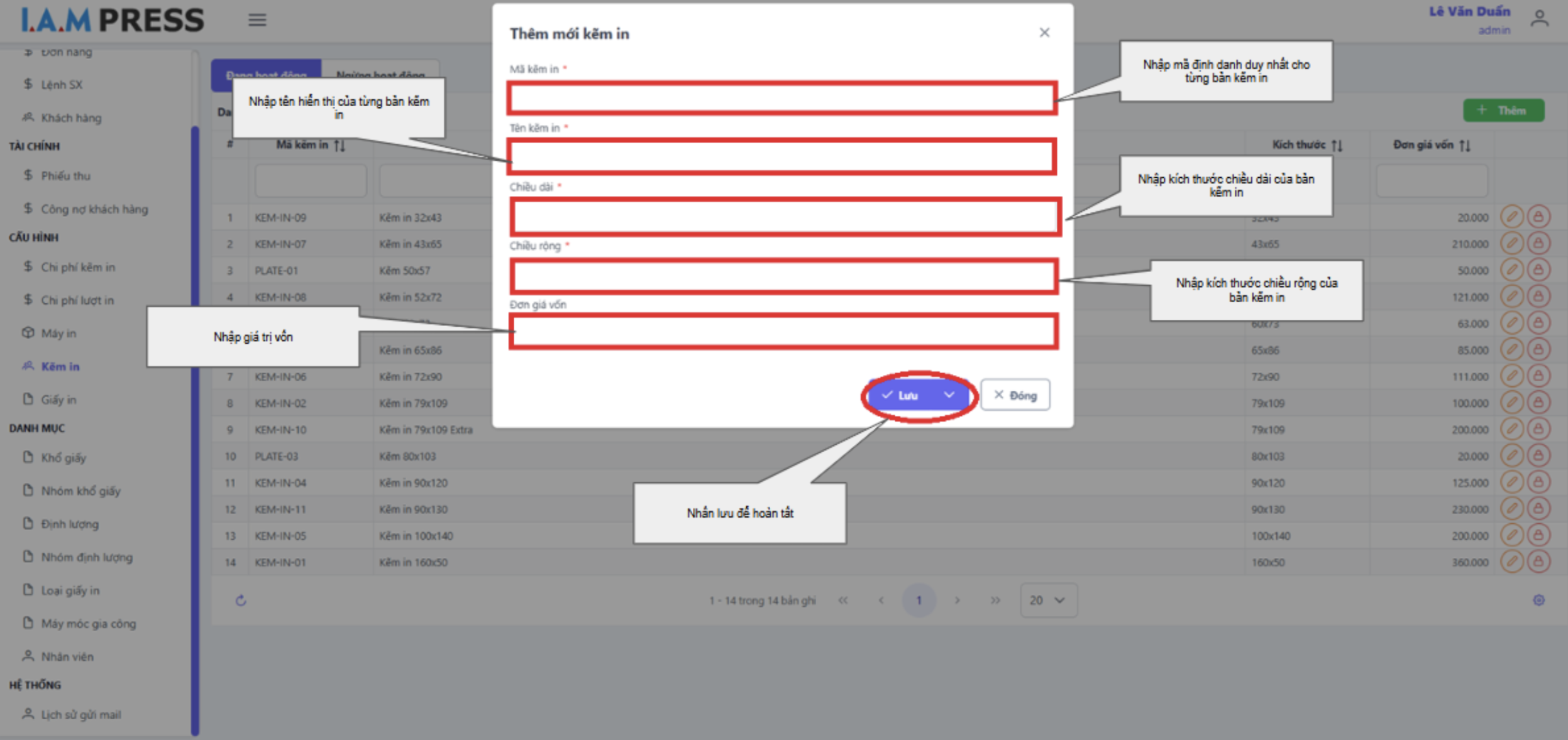 Thêm mới kẽm in