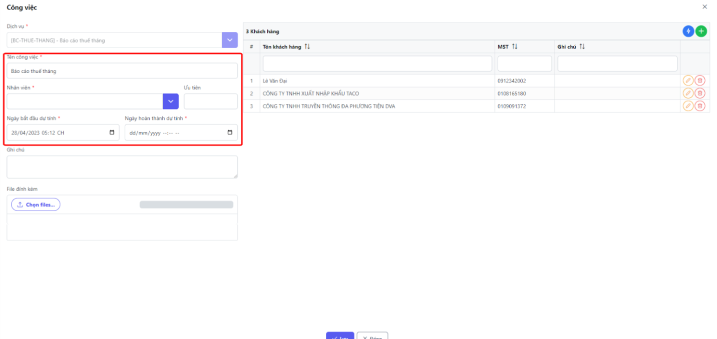 Màn hình công việc