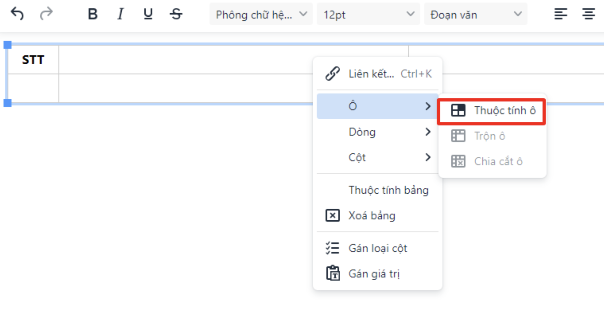 Màn hình thao tác tạo biểu mẫu