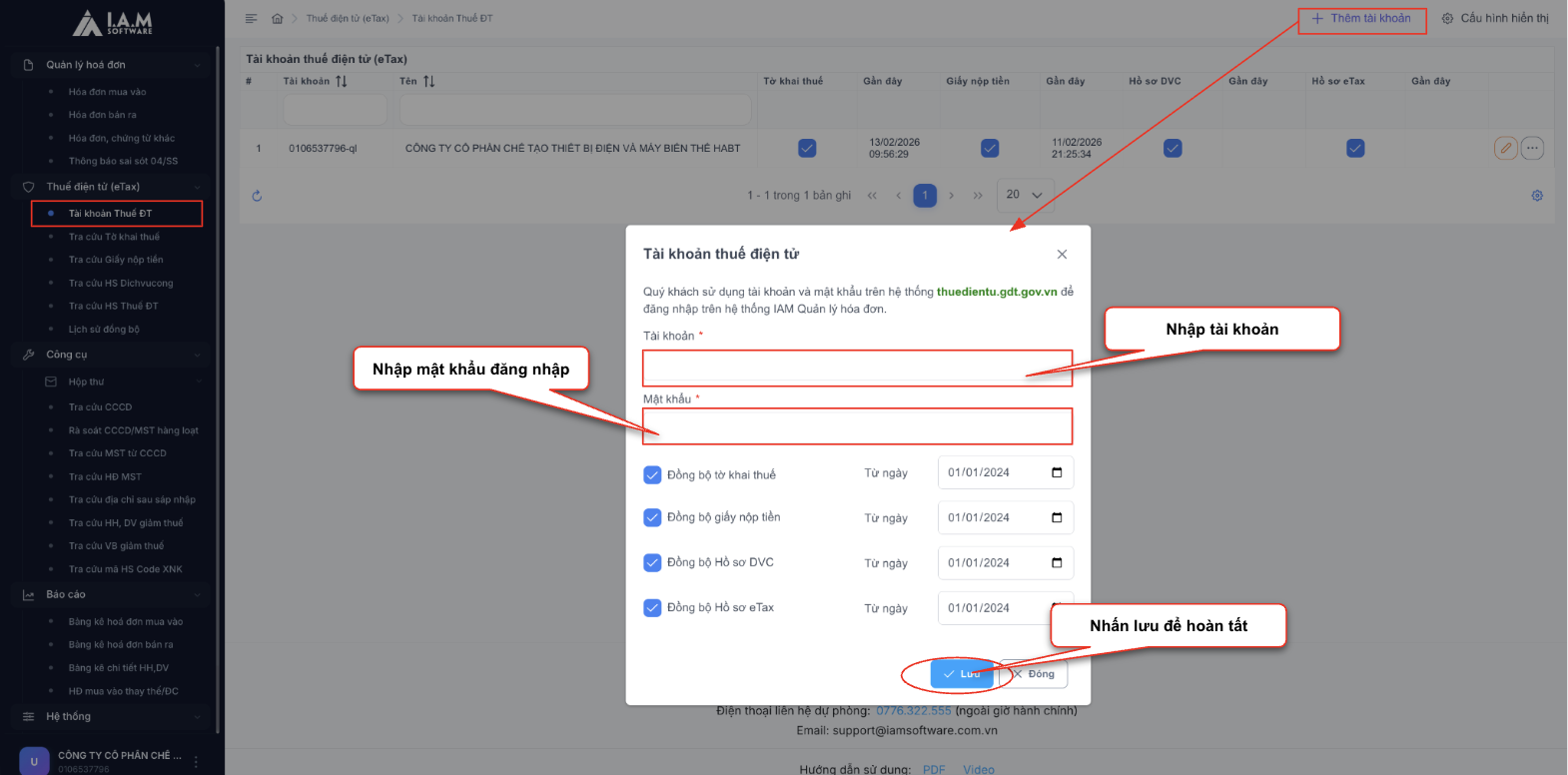 16. Màn hình thao tác đăng nhập tài khoản thuế