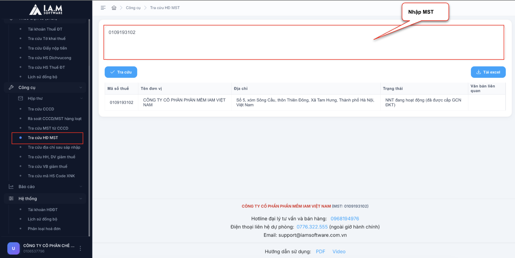 11. Màn hình thao tác tra cứu HĐ MST