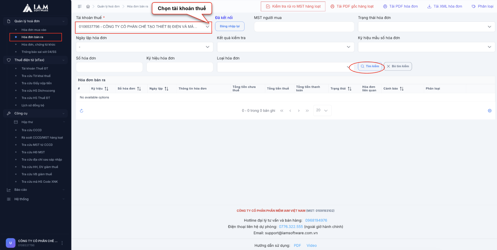 23. Màn hình hoá đơn bán ra