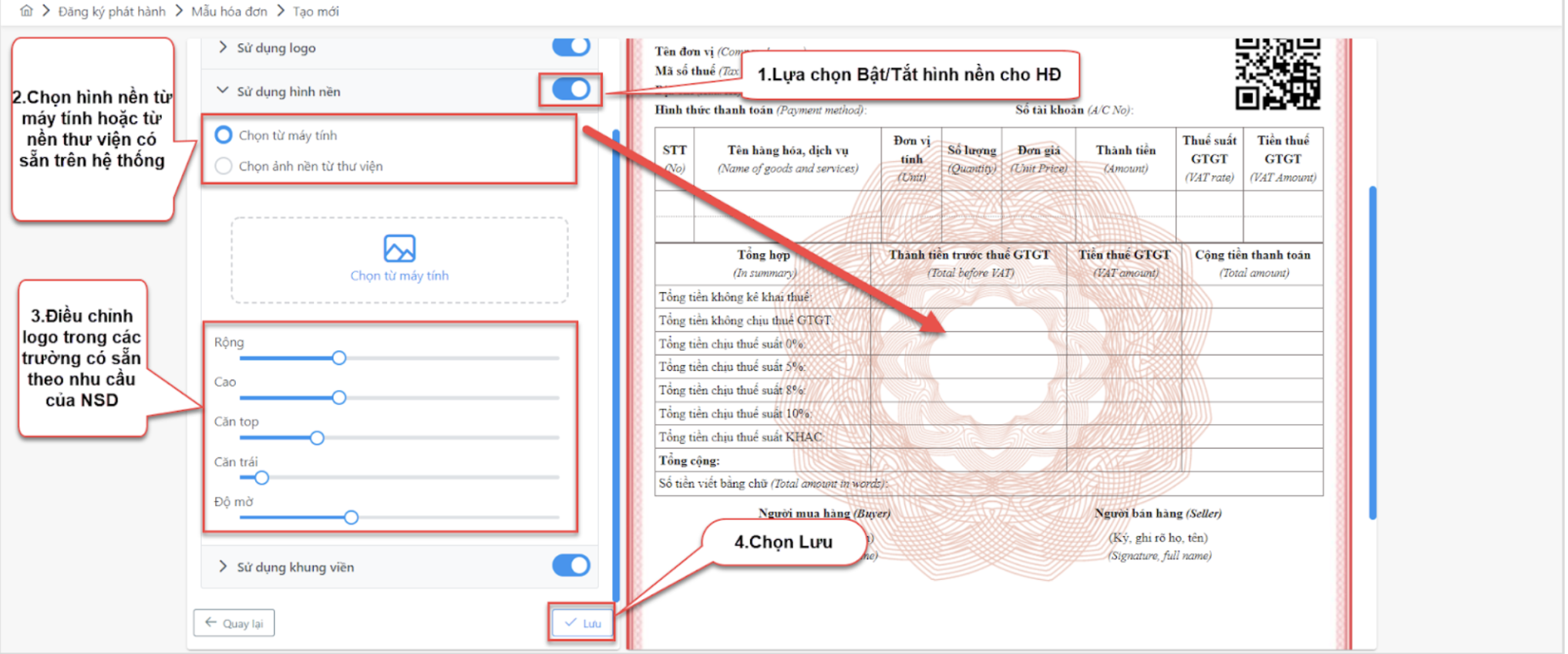 Màn hình thêm mới hoá đơn