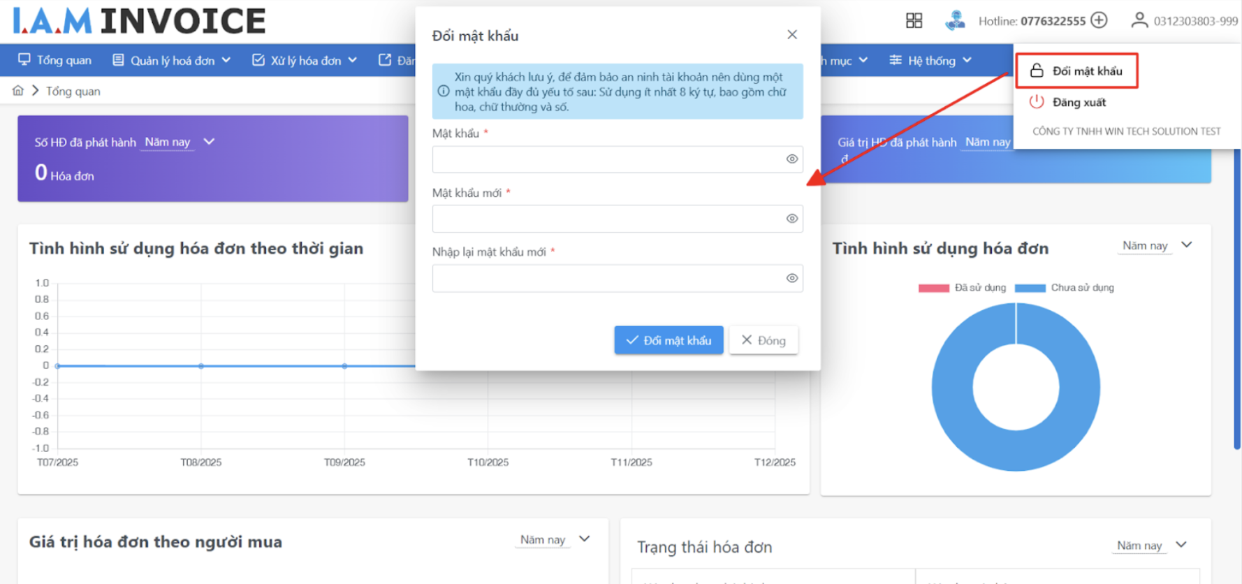 Màn hình đổi mật khẩu