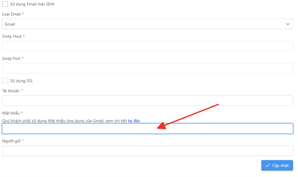 Dán vào ô mật khẩu