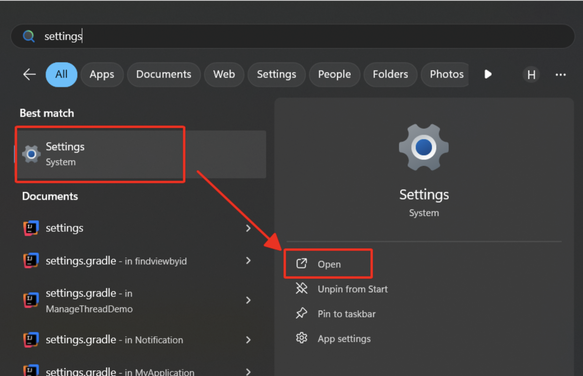 Màn hình cài đặt