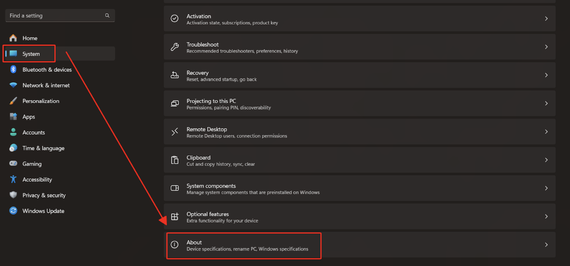 Màn hình hệ thống