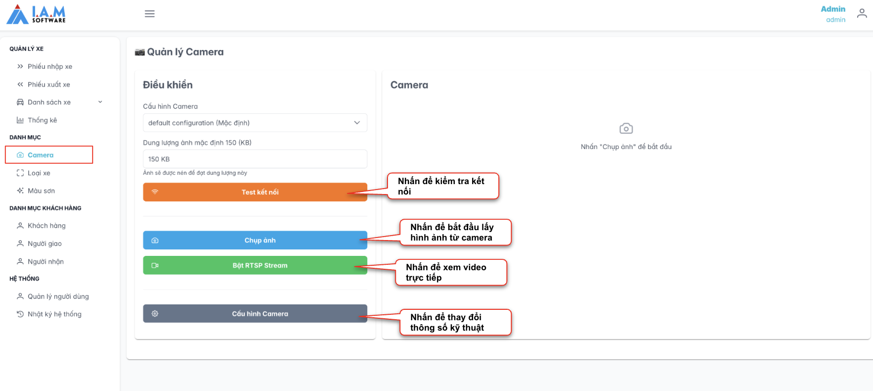 Màn hình quản lý camera